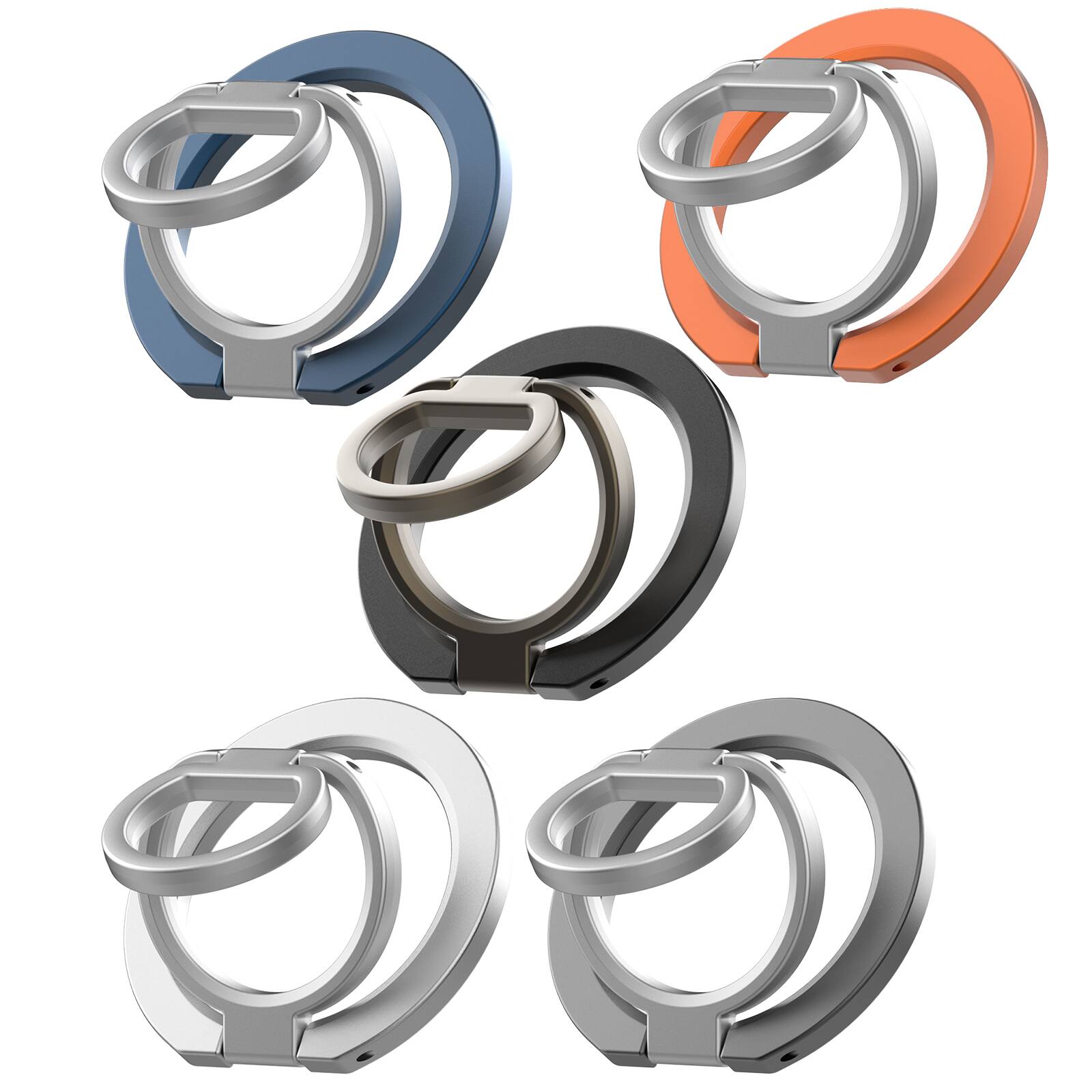 Angle. Dteck - Mag Safe Magnetic Ring Stand Holder for Apple iPhone 17 Pro Max Rotating Stand Universal Double Sided Foldable Bracket - Orange.