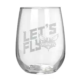 Great American Products - Charlotte Hornets Etched 17oz. Rally Cry Stemless Wine Glass - Multicolor