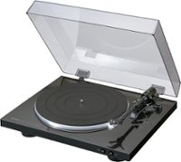 Denon - DP-300F Fully Automatic Analog Turntable with Built-In Phono Equalizer, Unique Tonearm Design, Slim Design - Black - Angle_Zoom