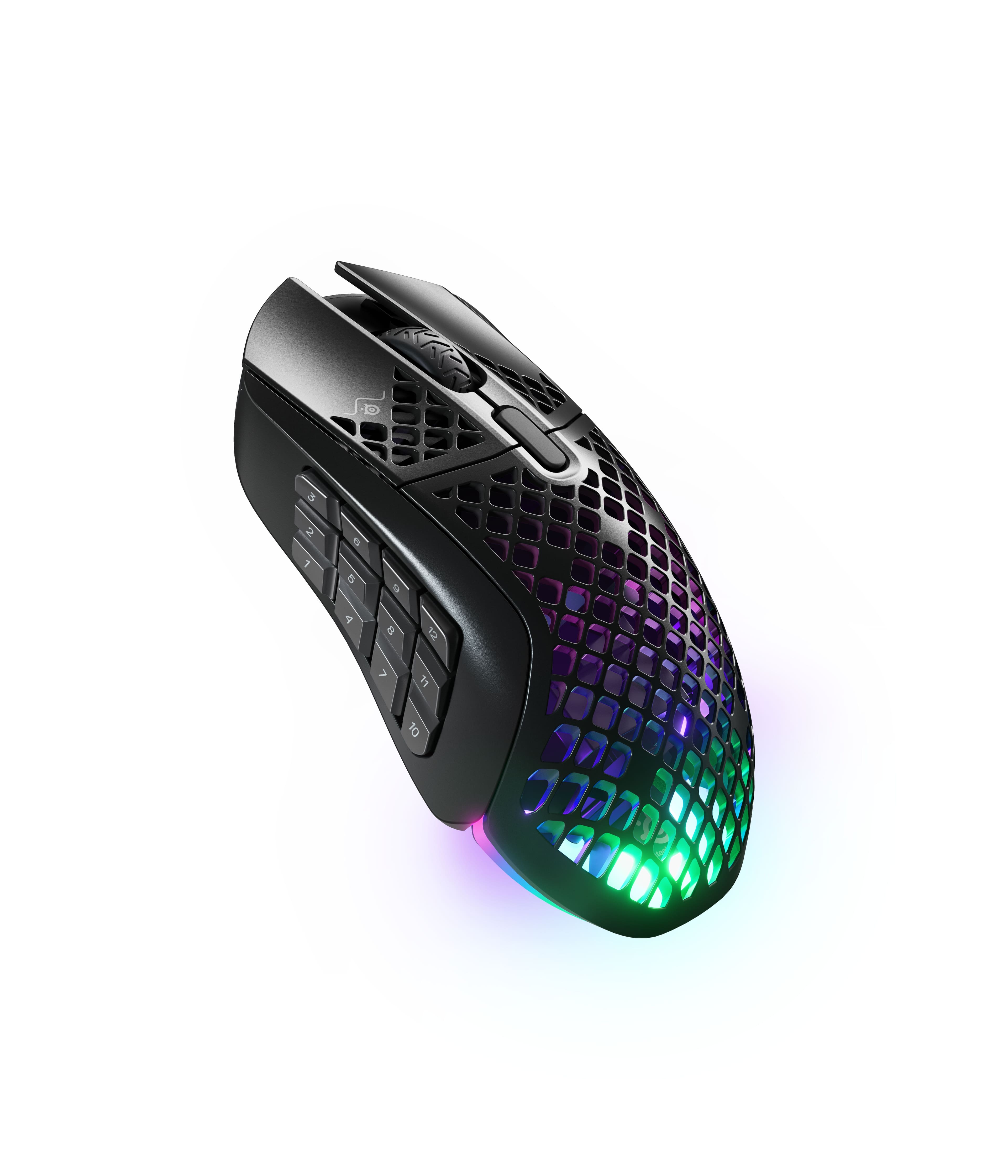 Alt View 15. SteelSeries - Aerox 9 Wireless Ultra Lightweight Honeycomb Water Resistant RGB Optical Gaming Mouse With 18 Programmable Buttons - Black.