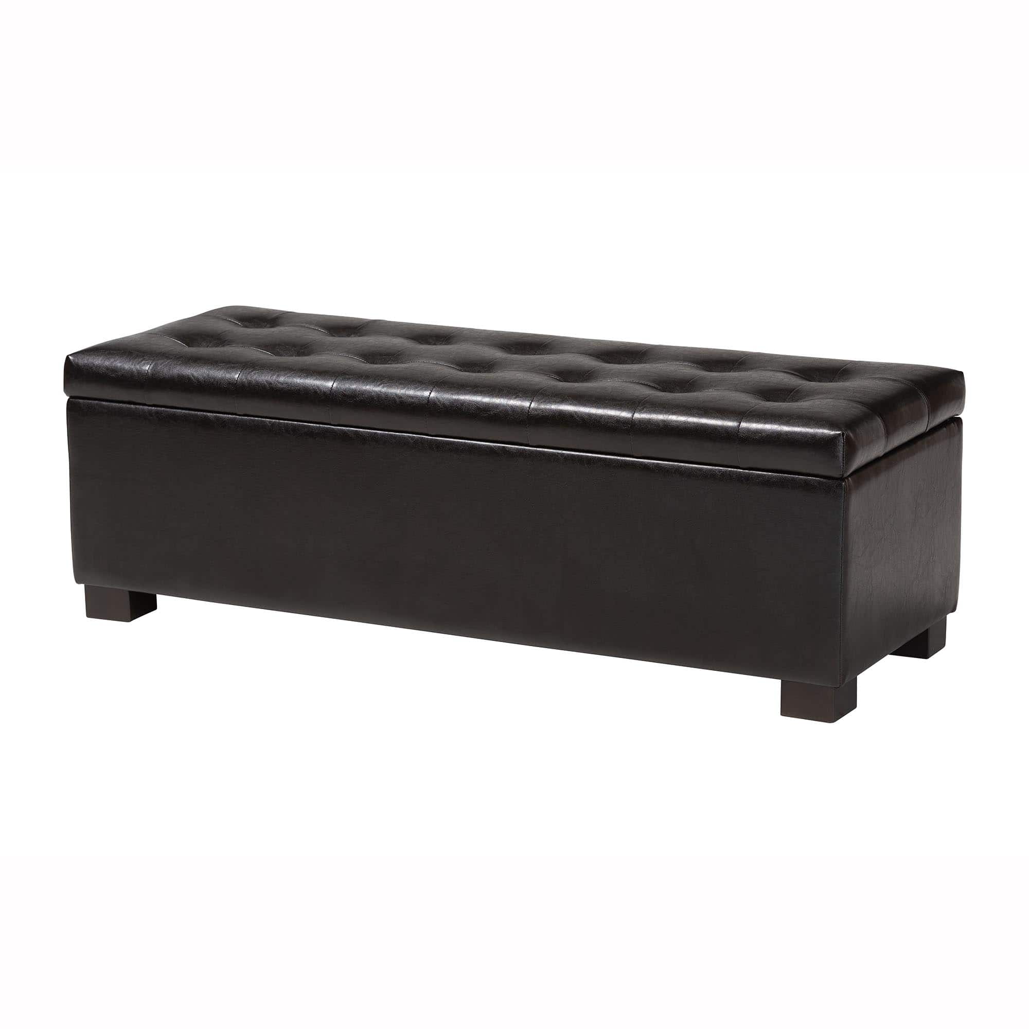 Baxton Studio - Roanoke Contemporary Ottoman - Dark Brown