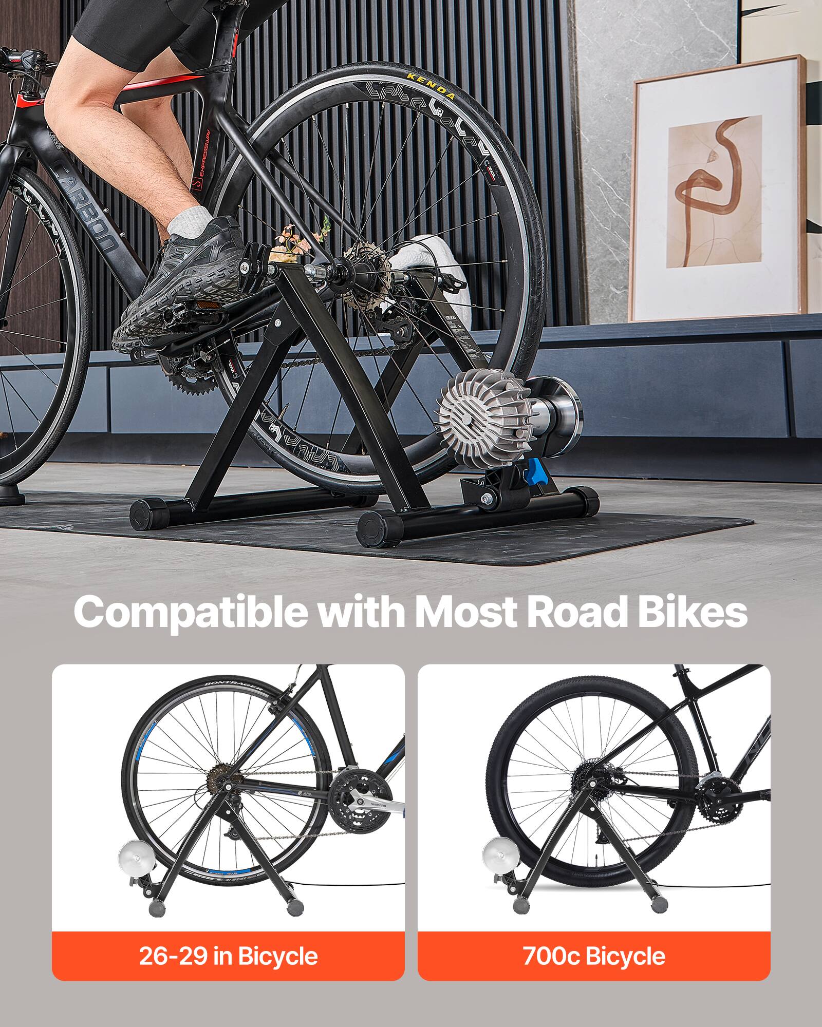 VEVOR Bike Trainer, 26 29 Inch & 700C Wheels, Foldable Fluid