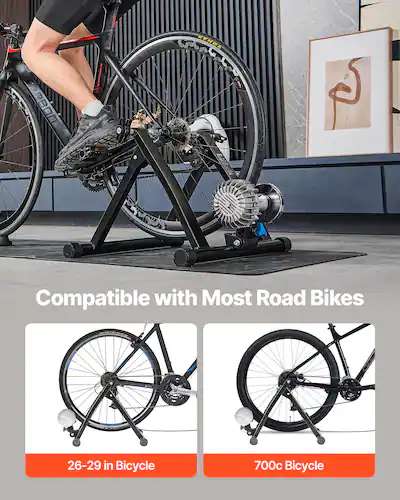 VEVOR Foldable Fluid Bike Trainer Stand For 26-29 & 700c Wheels Quick Release Skewer Front Wheel Riser Indoor Exercise Black VEVOR Foldable Fluid Bike Trainer Stand For 26-29 & 700c Wheels Quick Release Skewer Front Wheel Riser Indoor Exercise Black