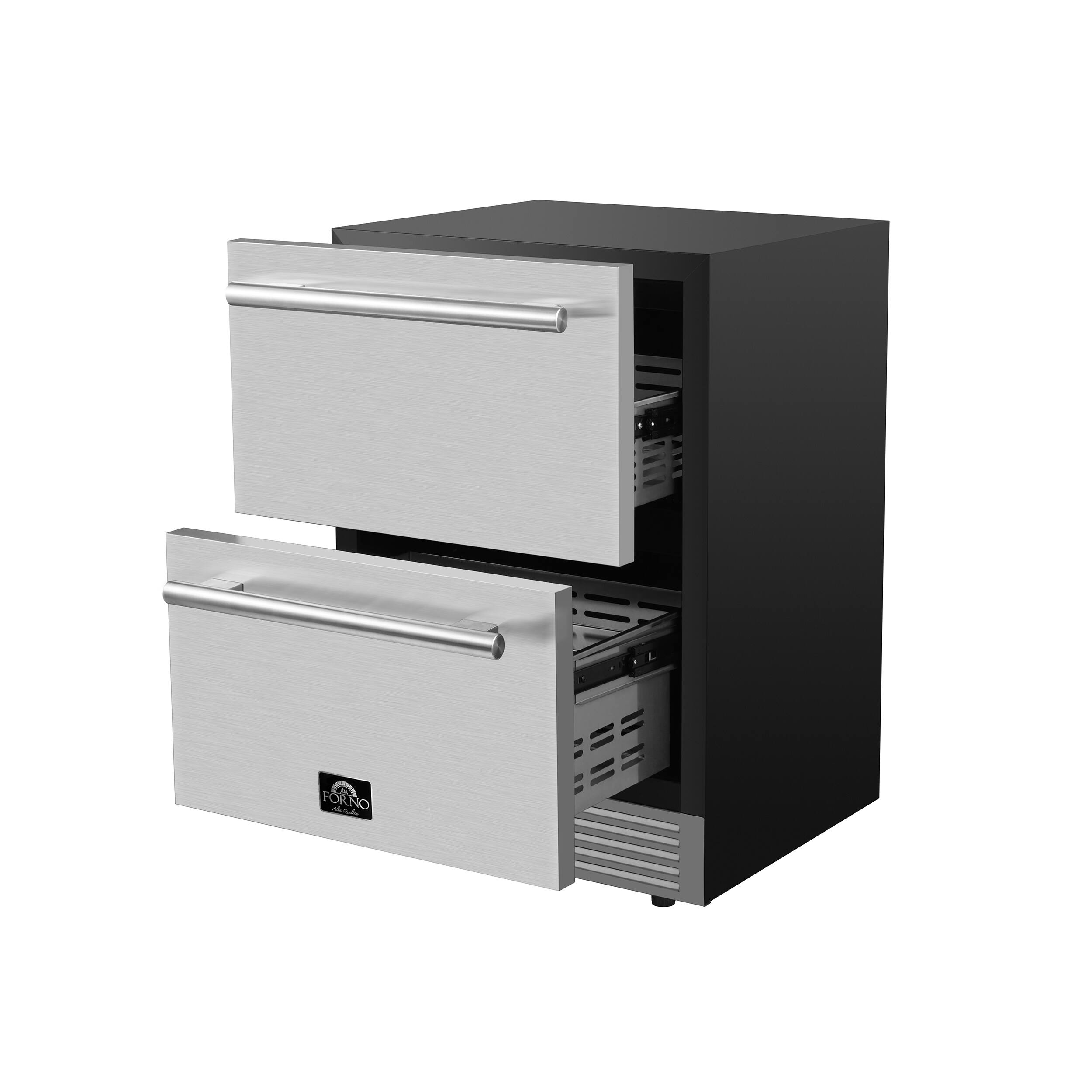 Alt View 3. Forno Appliances - Cosenza 24" Built-In Indoor/Outdoor Drawer Freezer with Ice Maker - Stainless steel.