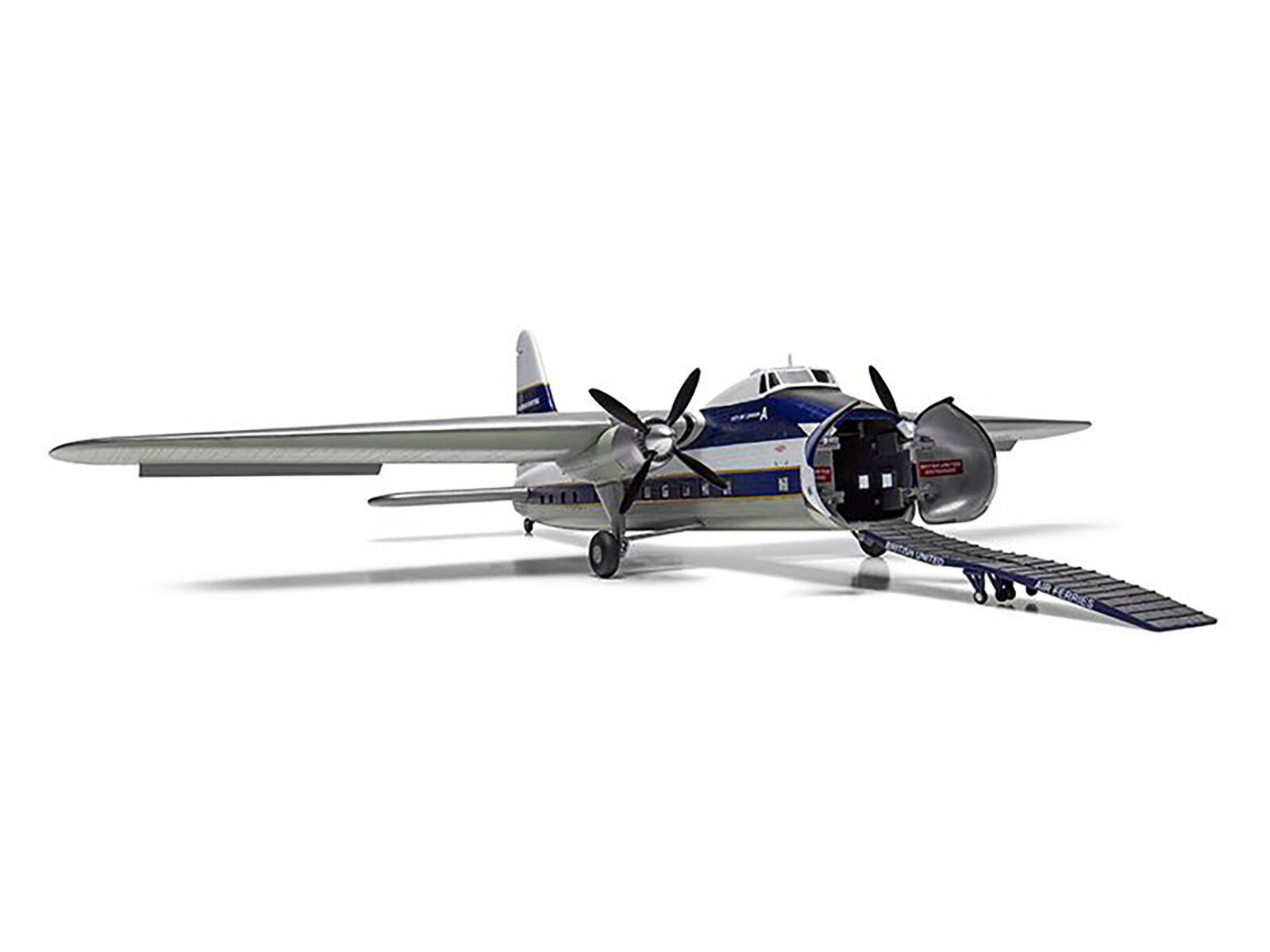 Angle. Airfix - Level 2 Model Kit Bristol Superfreighter Freighter Aircraft British United Air Ferries (BUAF) 1/72 Plastic Model Kit - Multi.