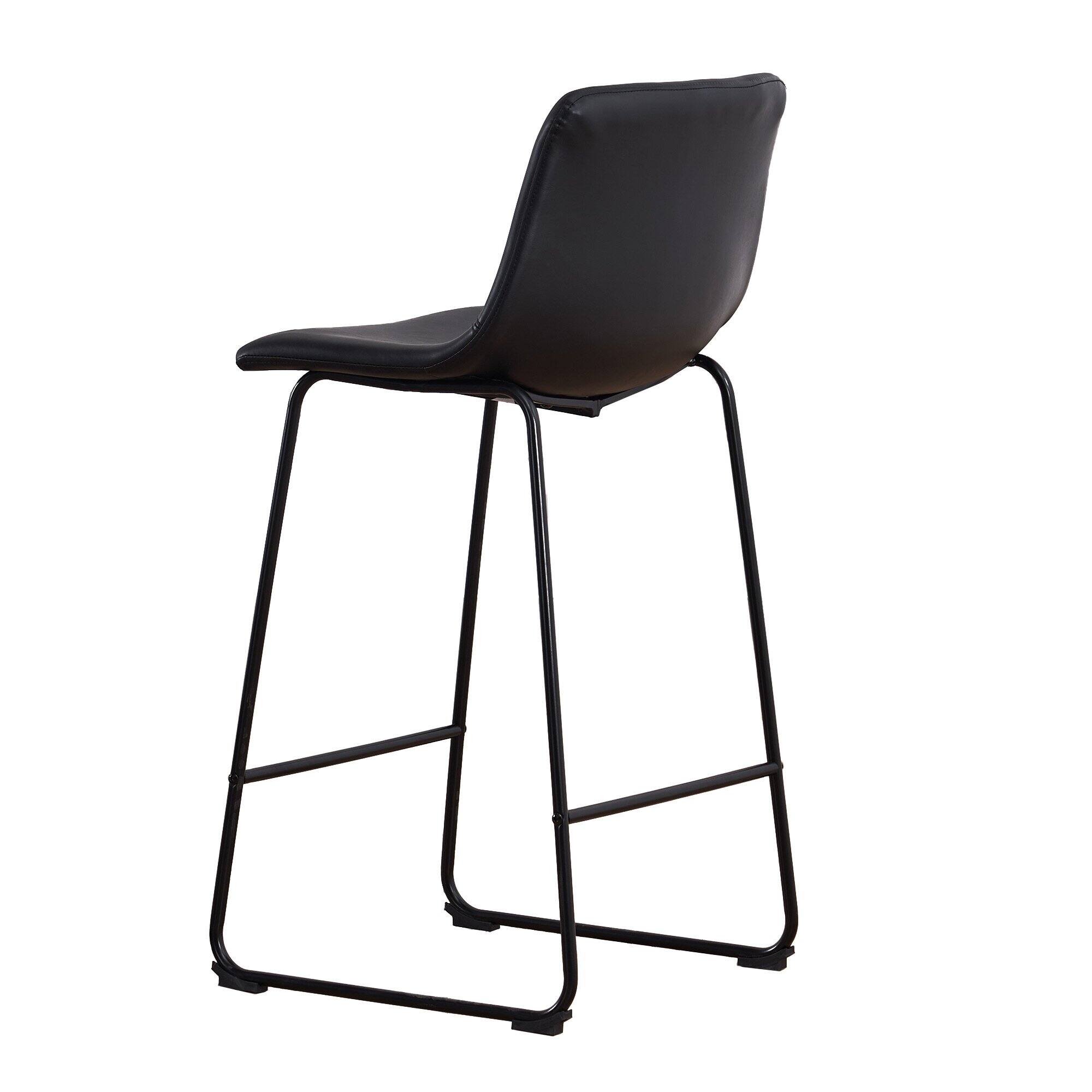 Left. FERPIT - FERPIT Modern Faux Leather Counter Bar Stools Upholstered with Metal Frame 2 Pack - Black.