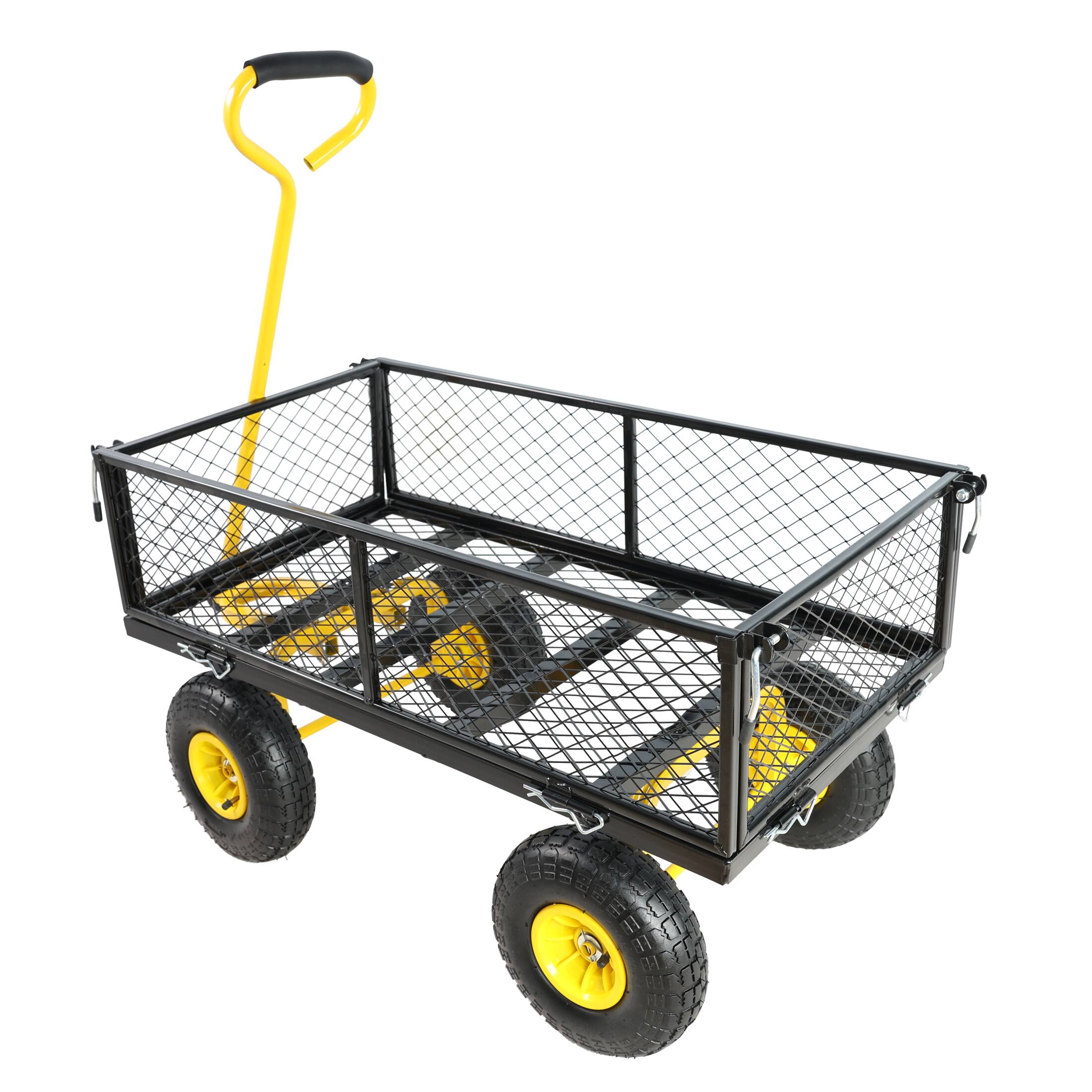 Angle. COWLOWN - Black Garden Wagon Cart Heavy Duty for Firewood Transport - Black.
