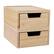 Front. Martha Stewart - Weston Set of 2 Paulownia Wood Storage Boxes with Pullout Drawers - Light Natural.
