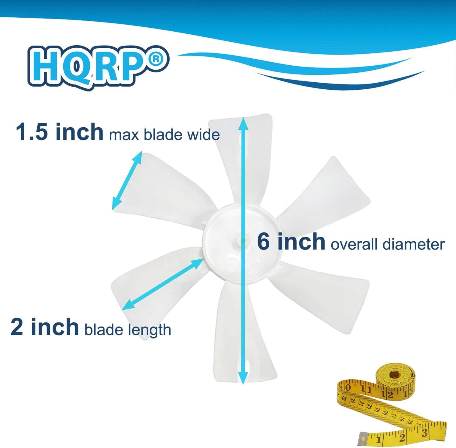 HQRP  
1.5 inch max blade wide  
6 inch overall diameter  
2 inch blade length