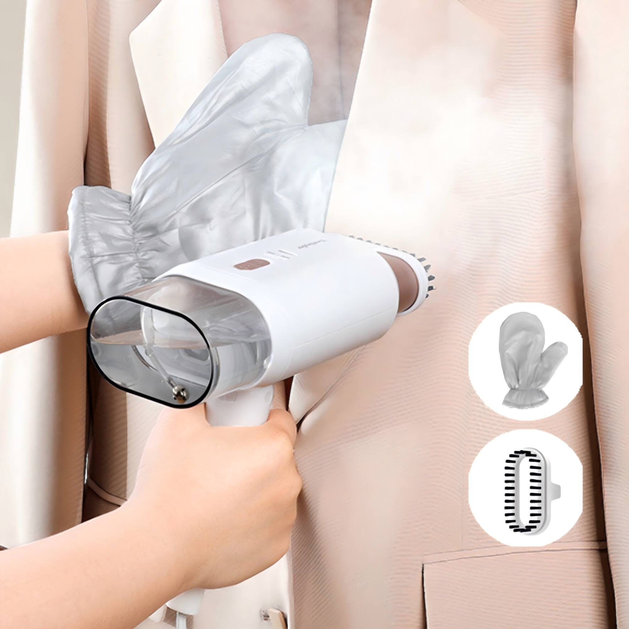 Alt View 4. Newbealer - Steamer for Clothes, 110-240V Travel Steamer & Iron, 1200W Powerful Steam, Portable Handheld Garment Wrinkle Remover - Gold.