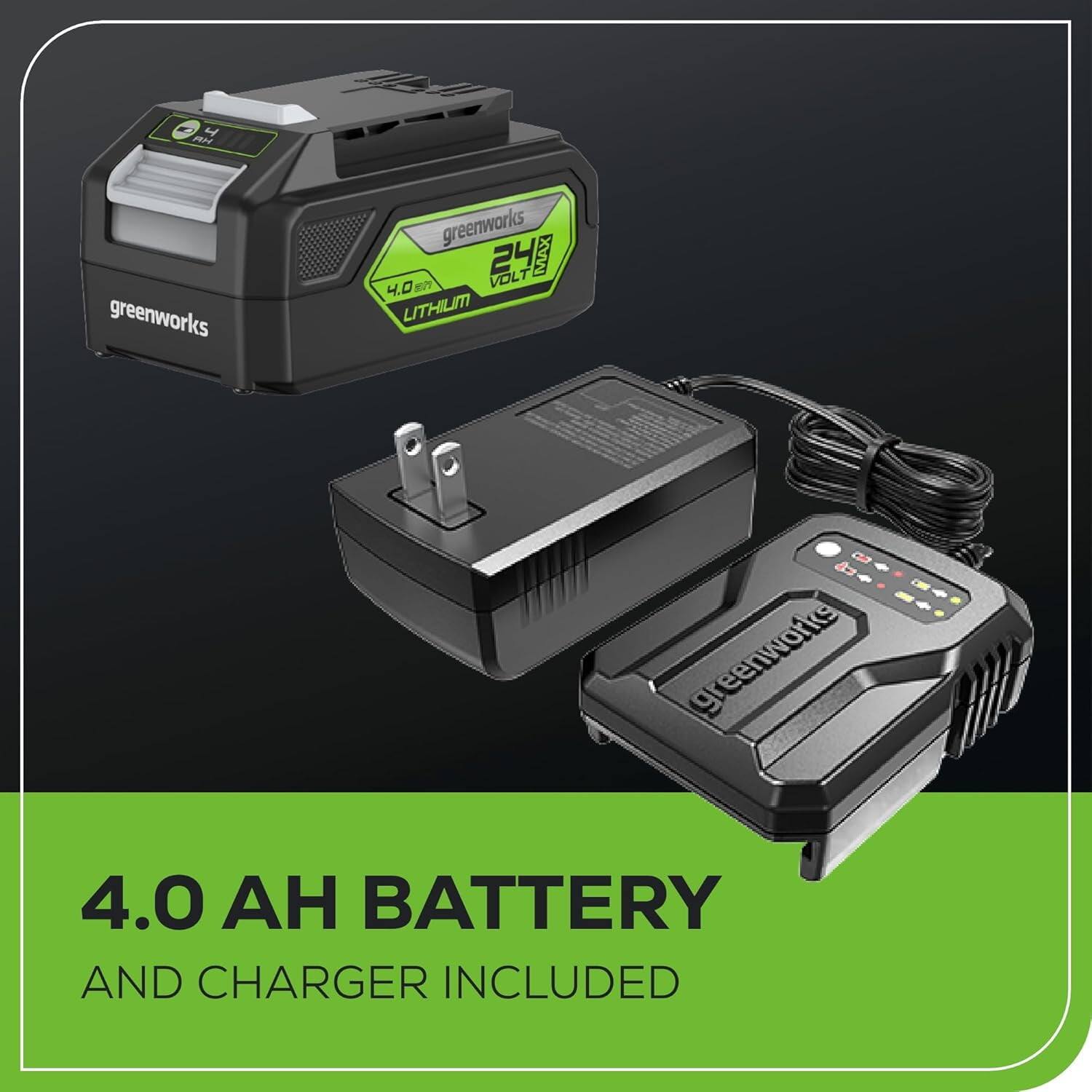 Greenworks 24V 4.0 Ah Lithium Battery and Charger Included
