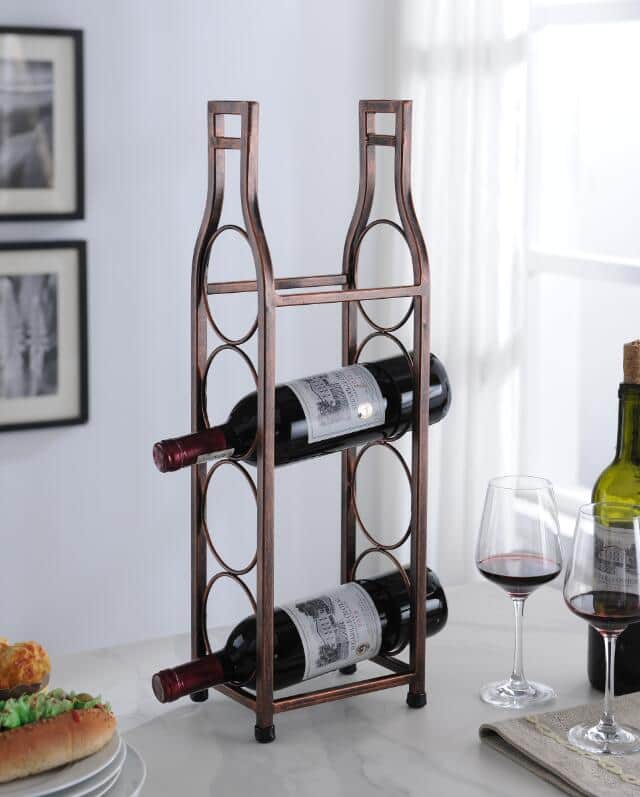 Kings Brand Furniture - Countertop Tabletop Wine Rack, Wine Bottle Storage Holder for Home Kitchen & Bar - Rust/Copper price history on PriceWatchPro