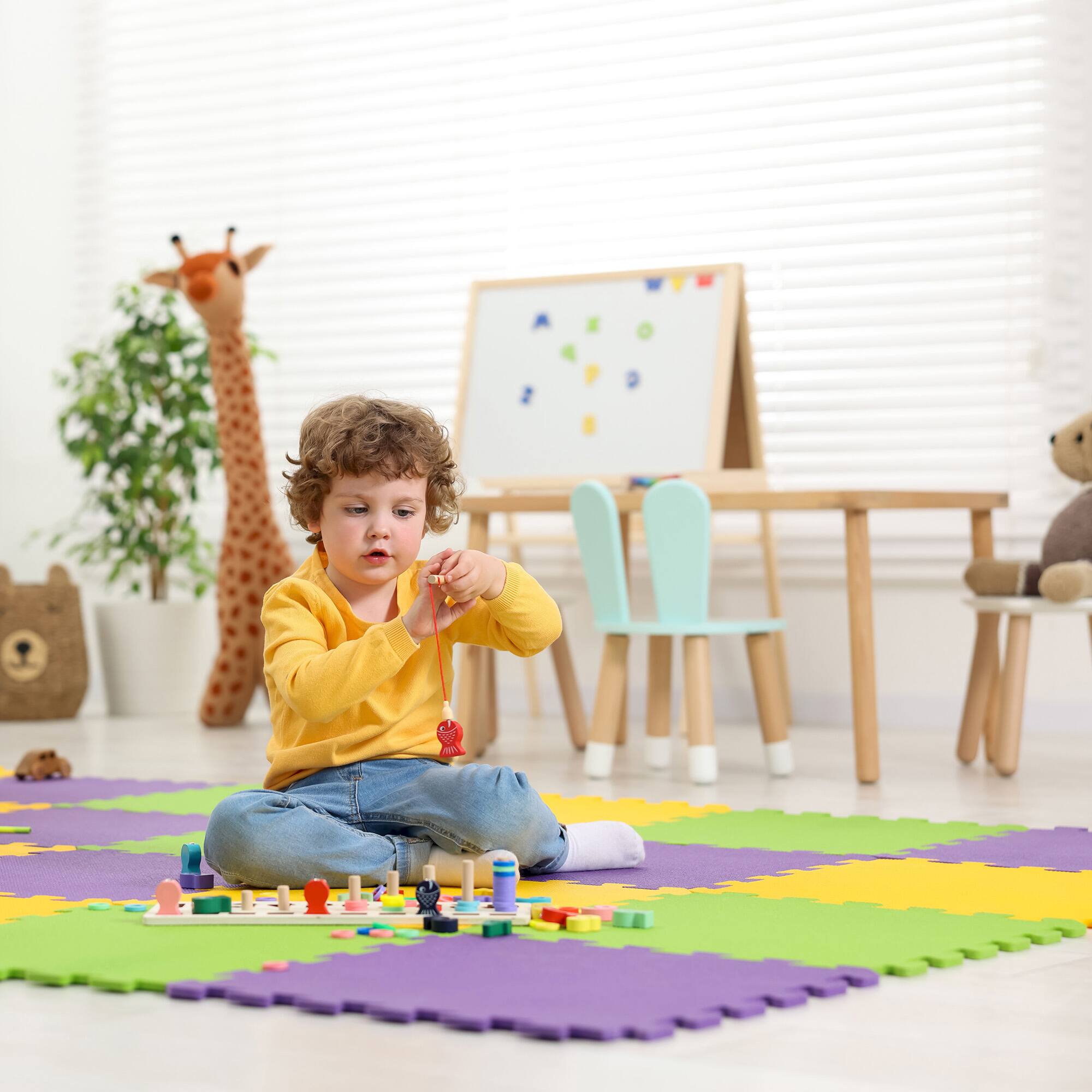 Alt View 4. BalanceFrom Fitness - BalanceFrom 9 Color Extra Thick Interlocking Foam Exercise Play Mats (2 Pack) - Multicolor.
