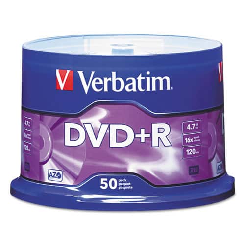 Verbatim - 95037 4.7 GB 16x DVD R Recordable Disc - (50/Pack) - Matte Silver