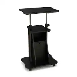 Pefilos - Adjustable Mobile Standing Desk Cart with Tilt Desktop & Cabinet- Office Furniture, Desk - Black