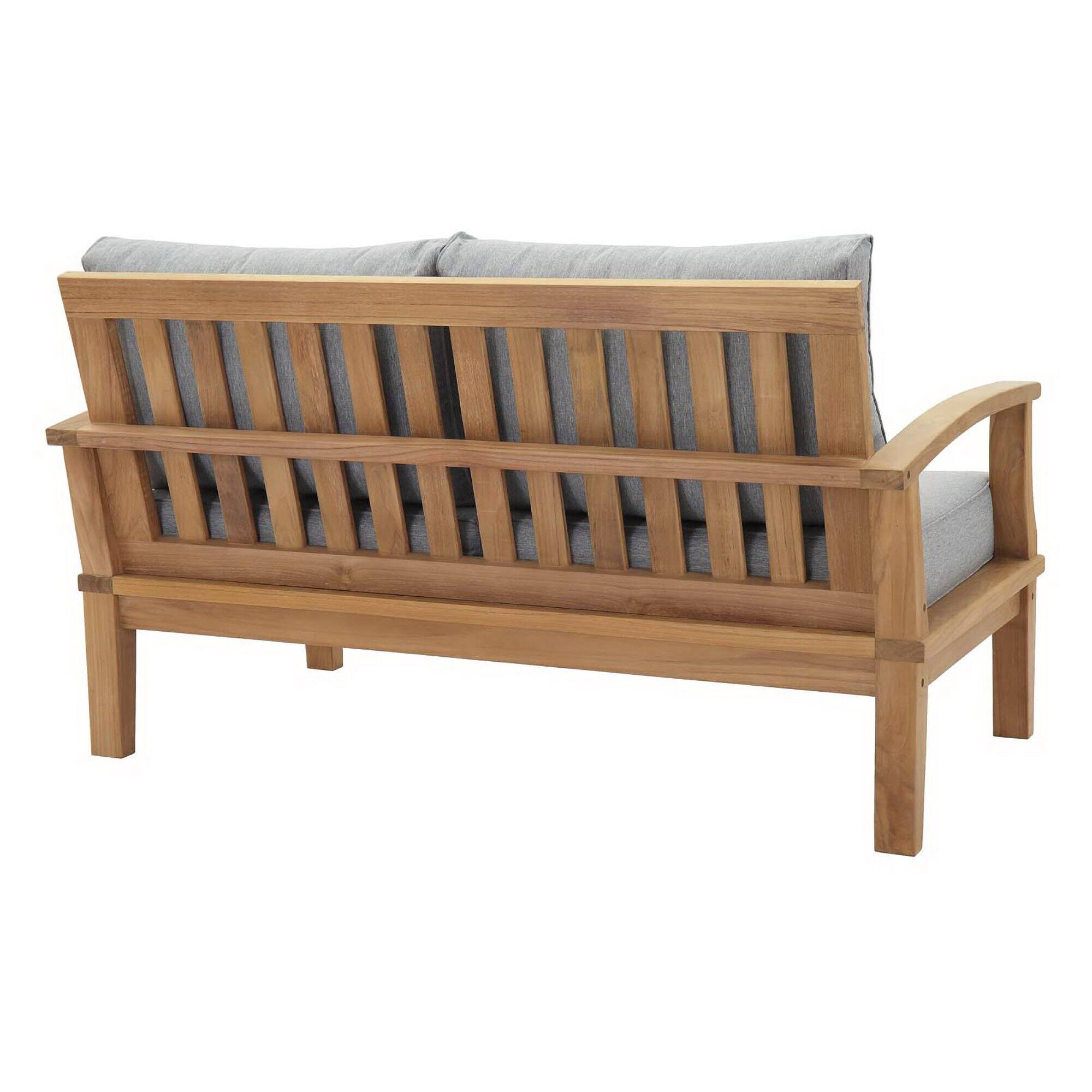 Alt View 1. Modway - Marina Outdoor Patio Teak Loveseat by Modway - Natural Gray.