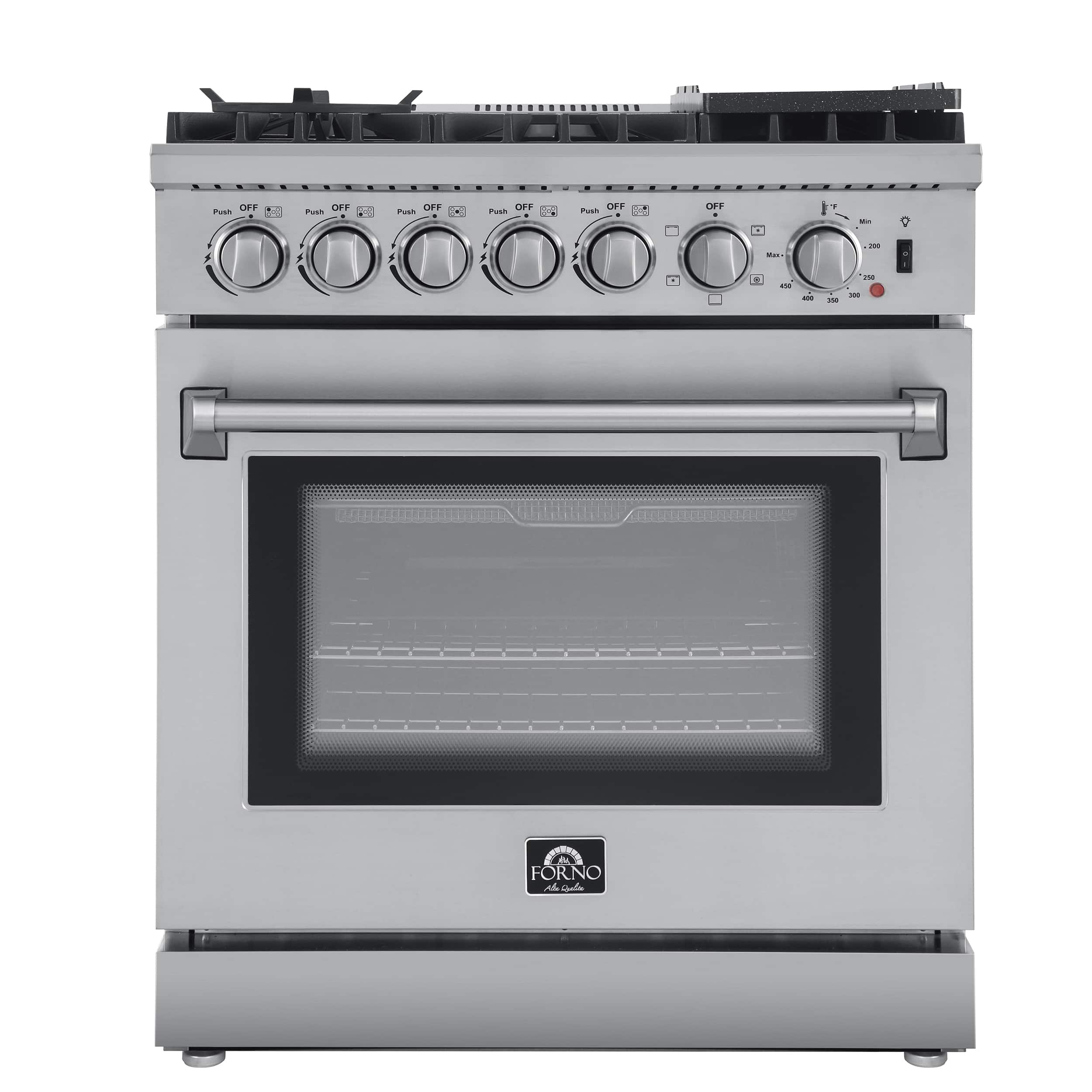 The text on the image reads "OFF Push . . OFF - Push wo OFF Push . OT Push OFF - - FORNO." This text is in Italian and translates to "OFF Push . . OFF - Push wo OFF Push . OT Push OFF - - Oven."