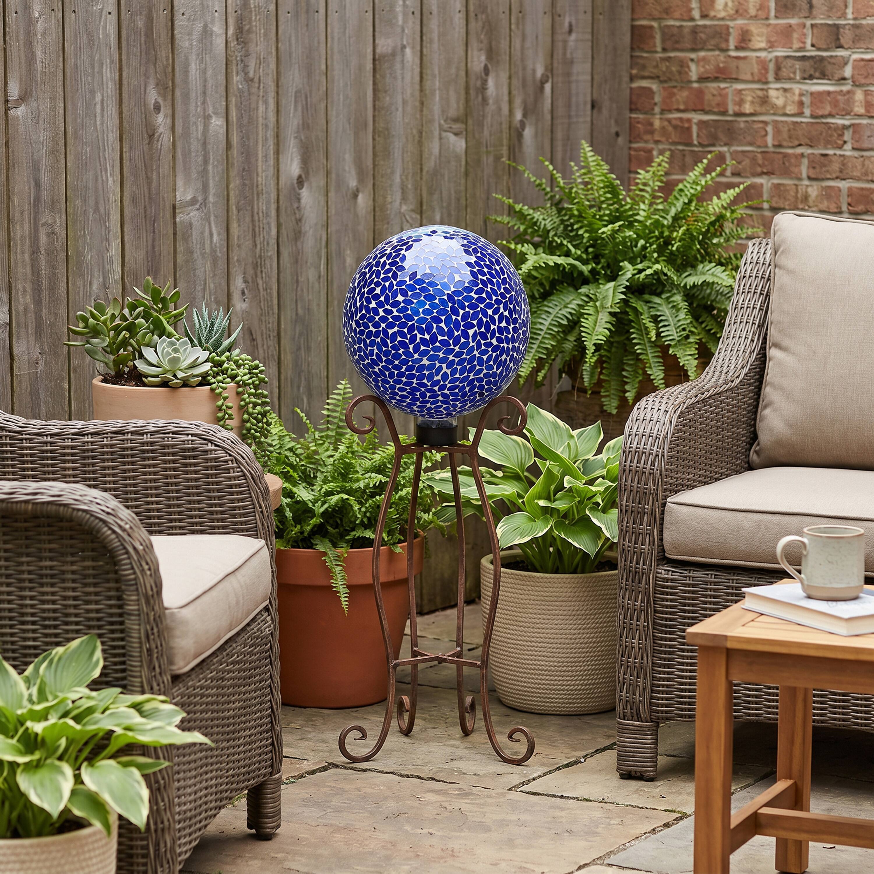 Alt View 5. Sunnydaze - Crackled Glass Mosaic Gazing Globe - 10 in - Lavender.