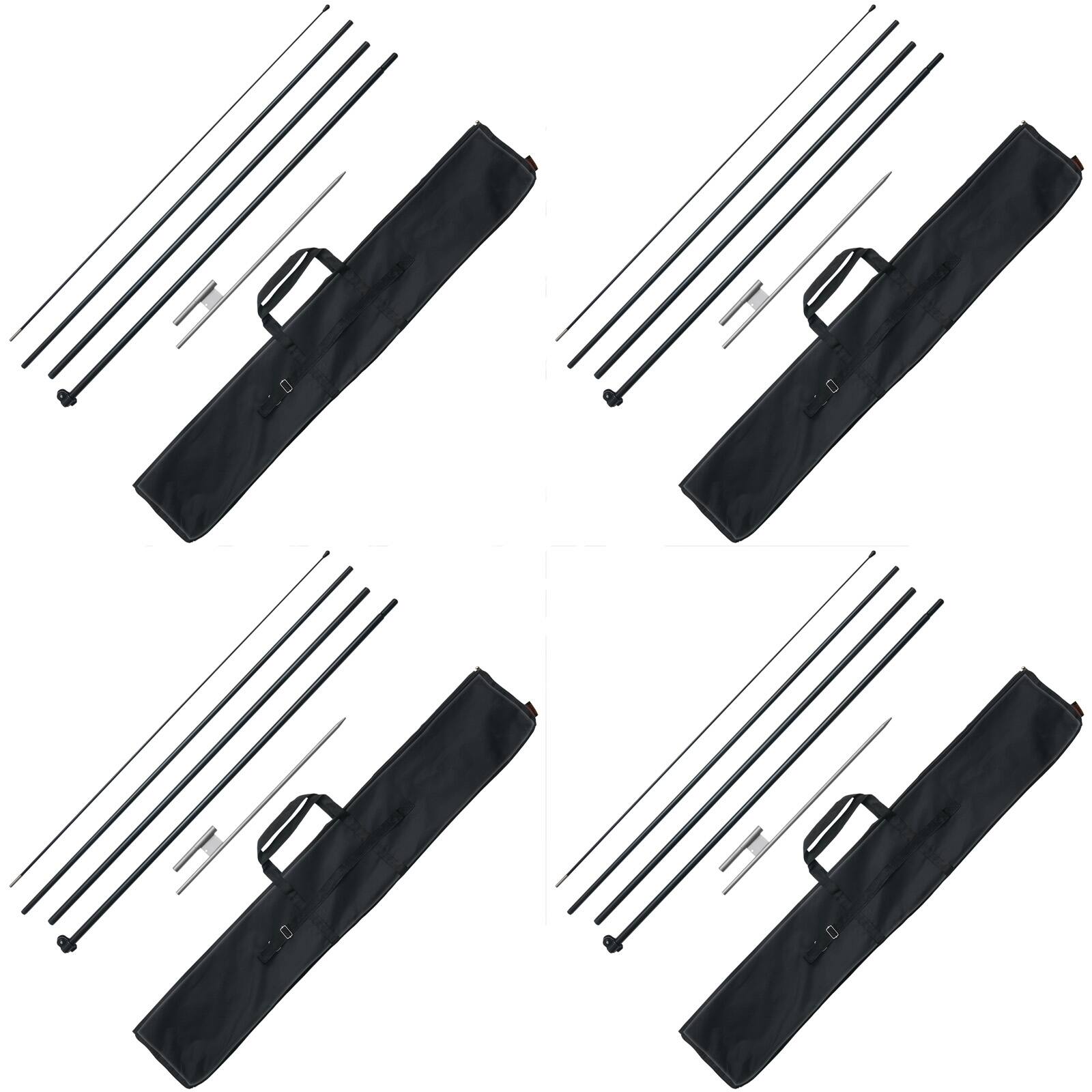 Alt View 5. VEVOR - Feather Flag Pole Kit, 4 Packs Swooper Flag Pole 16.3 ft, Sign Flag Poles for Business Advertising Flags Outdoor - Black, gray and silver.