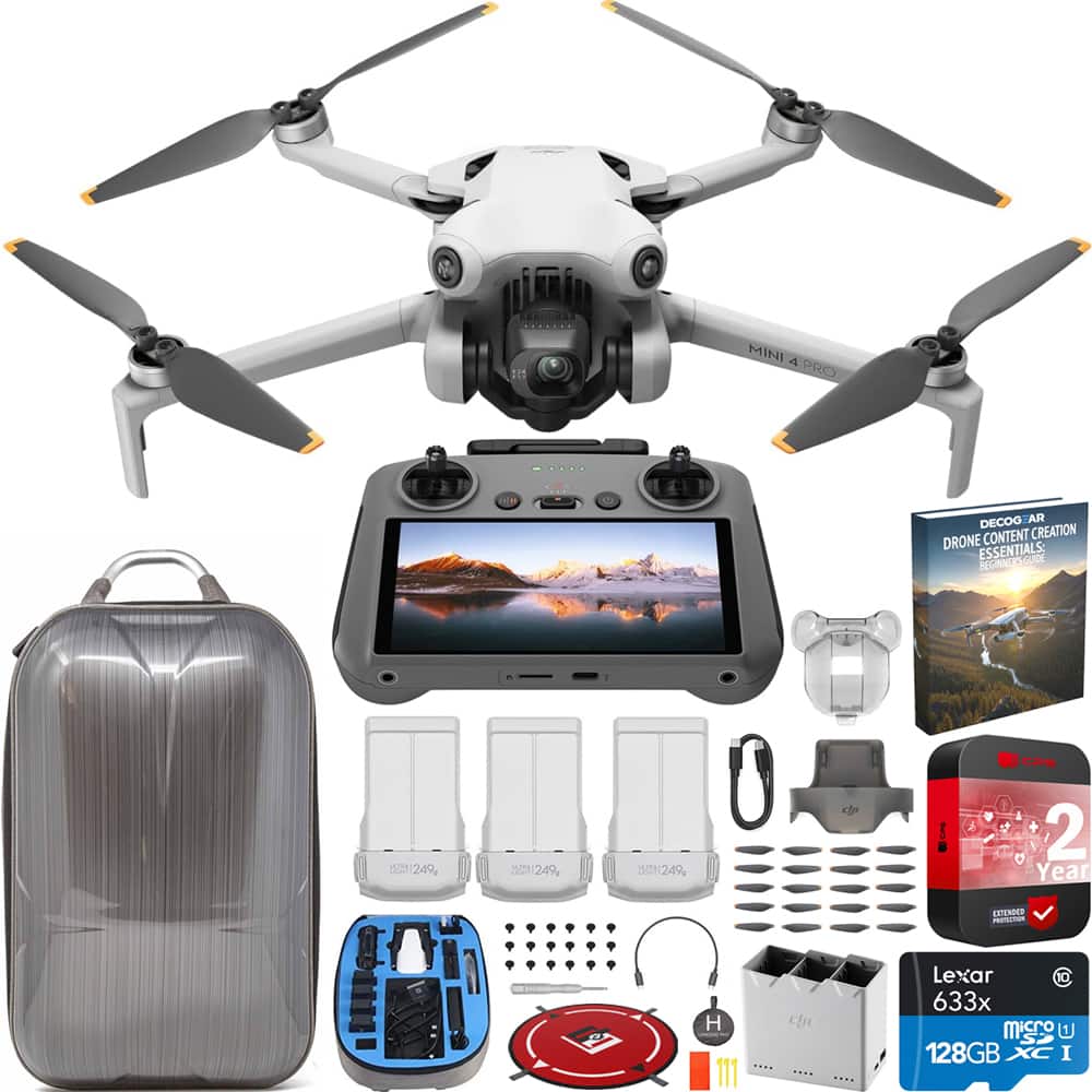 DJI - Mini 4 Pro 4K Drone Fly More Combo with RC 2 + Hard Case Backpack Bundle