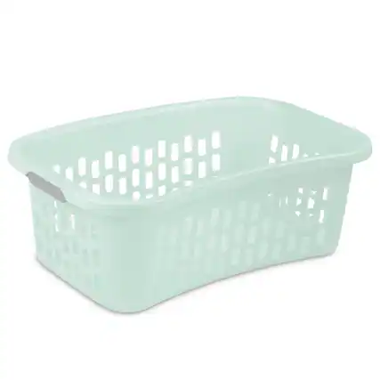 Front. Sterilite - Sterilite HipHold Laundry Basket, 1.5 Bushel Plastic Clothes Hamper, Mint, 18 Pk - Mint.