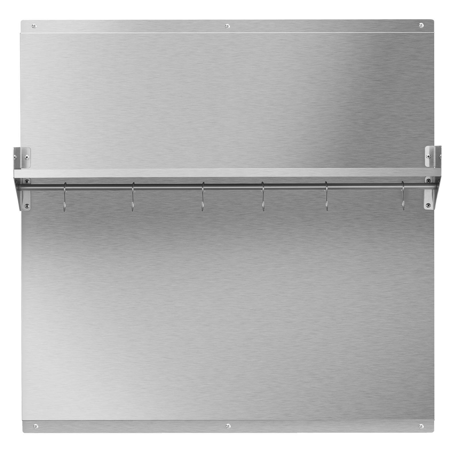 Alt View 5. VEVOR - 30" x 30" Stainless Steel Backsplash for Stove, Ultra Flat Splatter Guard with Storage Shelf & Hanging Rack - Stainless Steel Color.