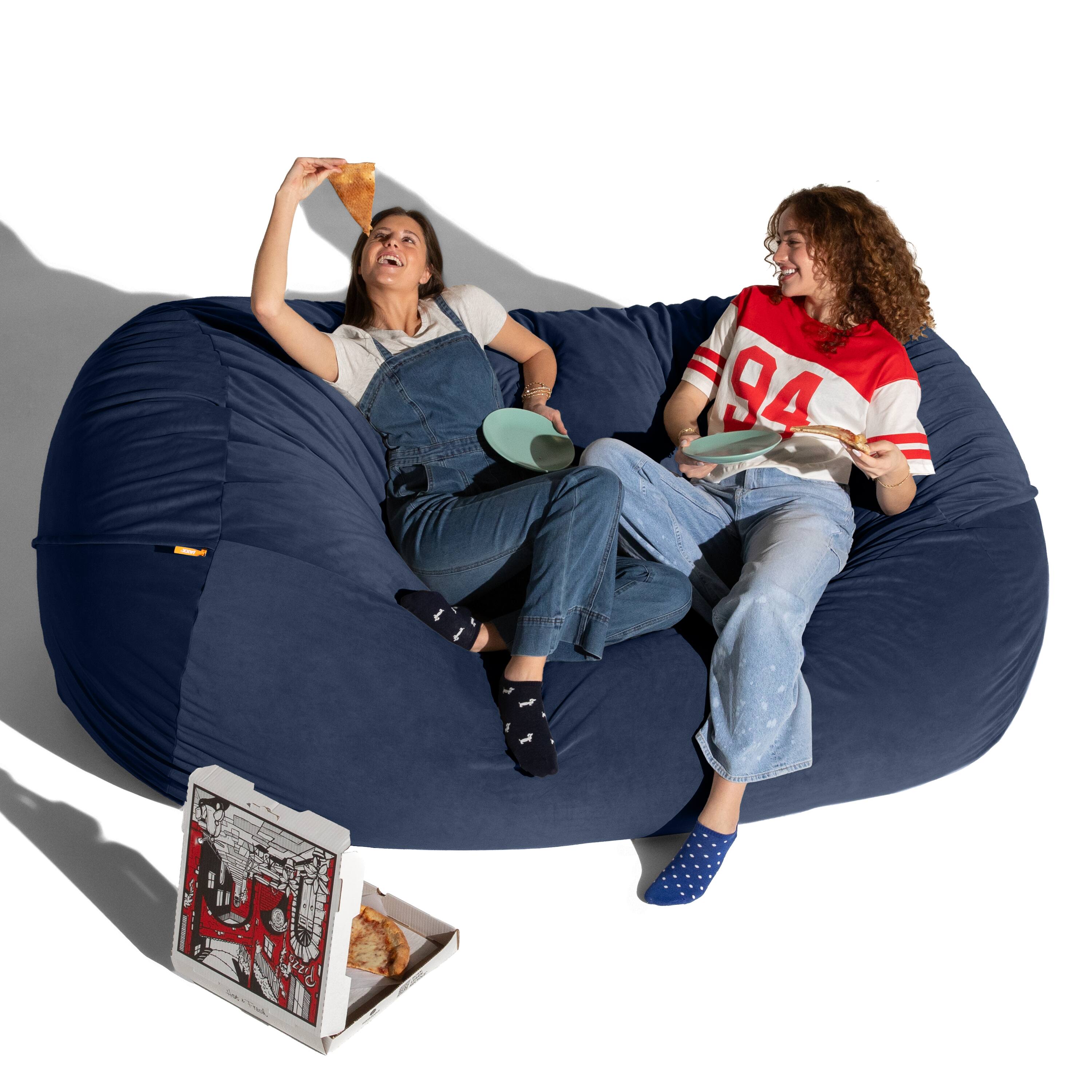 Left. Jaxx - Jaxx Grand Lounger 7 Foot Bean Bag Sofa -Lush Velvet Navy - Lush Velvet Navy.