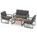 Front. Costway - 4 PCS Patio Aluminum Furniture Set Wood-Plastic Armrests & Tabletop for Balcony - Gray.