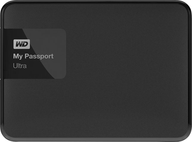 WD - My Passport Ultra 1TB External USB 3.0/2.0 Portable Hard Drive - Classic Black - Front Zoom
