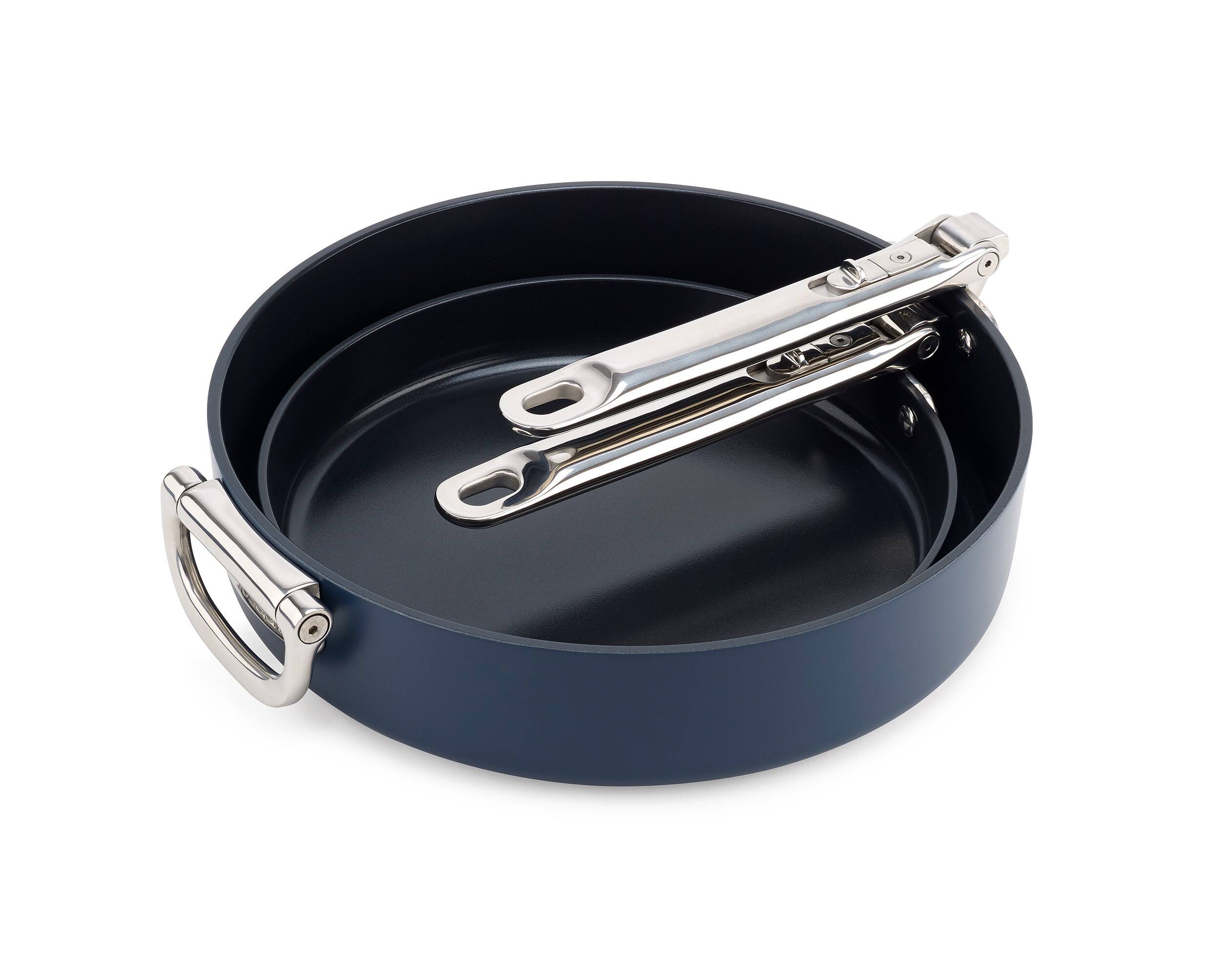 Alt View 1. Joseph Joseph - Space Ceramic Non-stick 3-piece Essential Cookware Set - Blue.