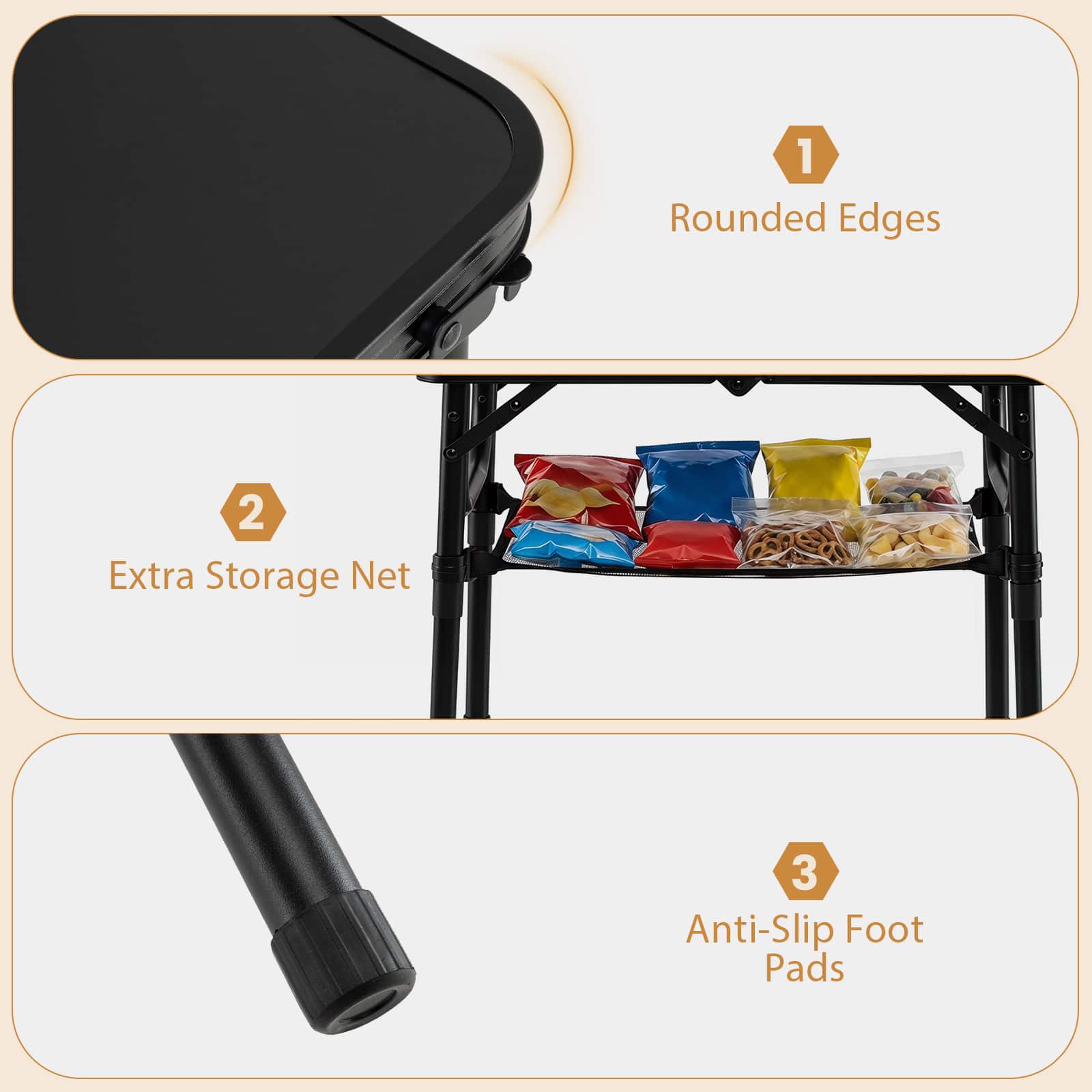 Gymax 2 FT Small Folding Camping Table w/3 Adjustable Heights