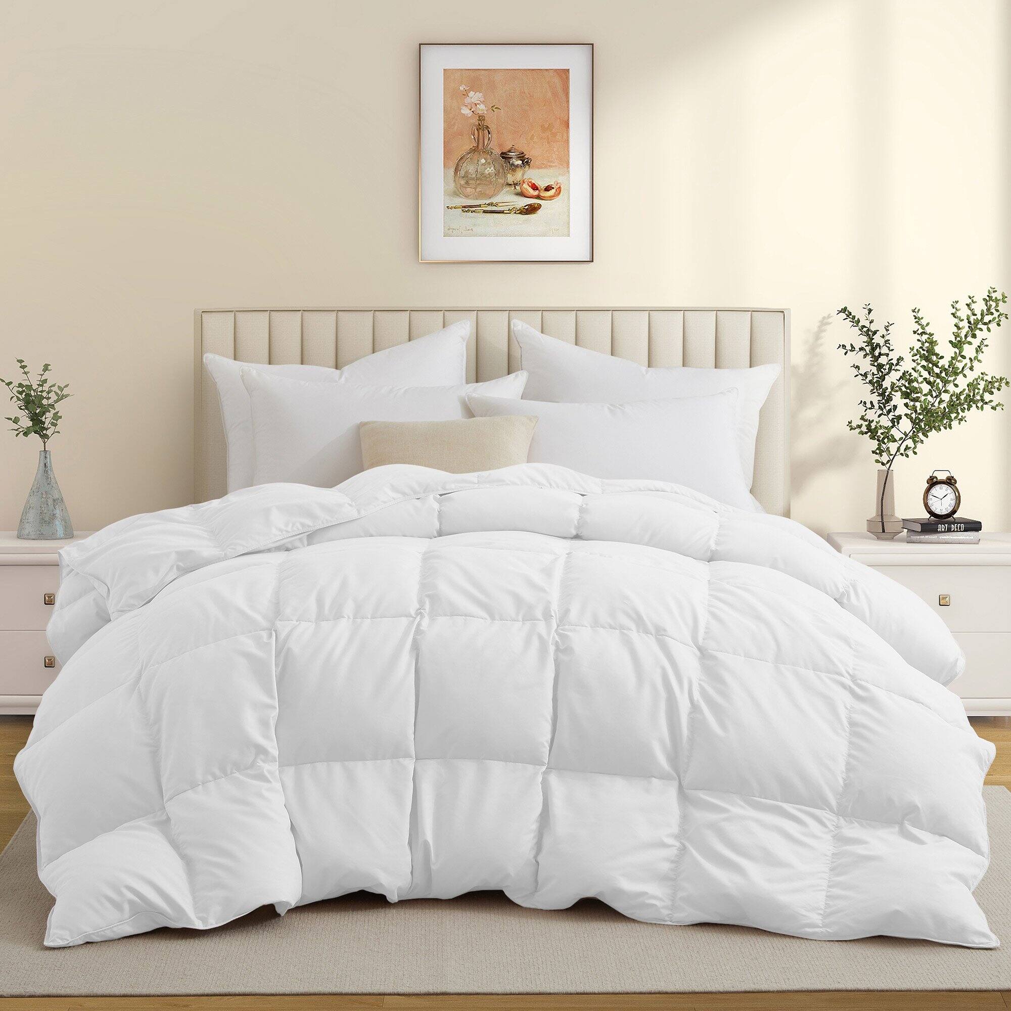 Front. Peace Nest - Peace Nest -  All-Season Medium Warmth Duvet Insert White Goose Feather Comforter - White - Full/Queen - White.