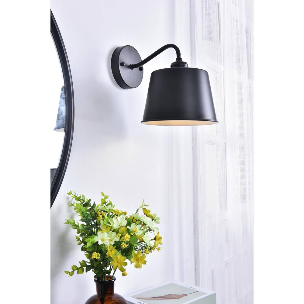 Front. Living District - Nota 1 light black Wall Sconce - Black.
