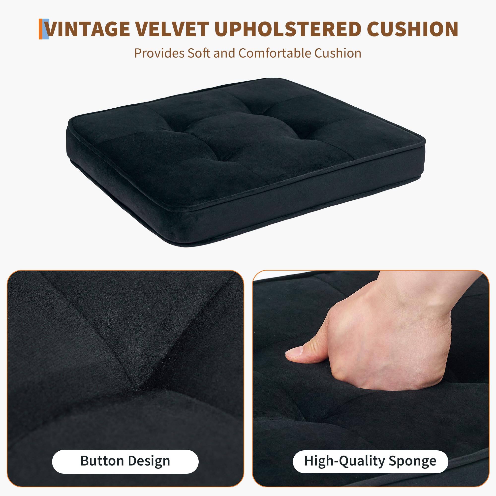 VINTAGE VELVET UPHOLSTERED CUSHION  
Provides Soft and Comfortable Cushion  

Button Design  

High-Quality Sponge