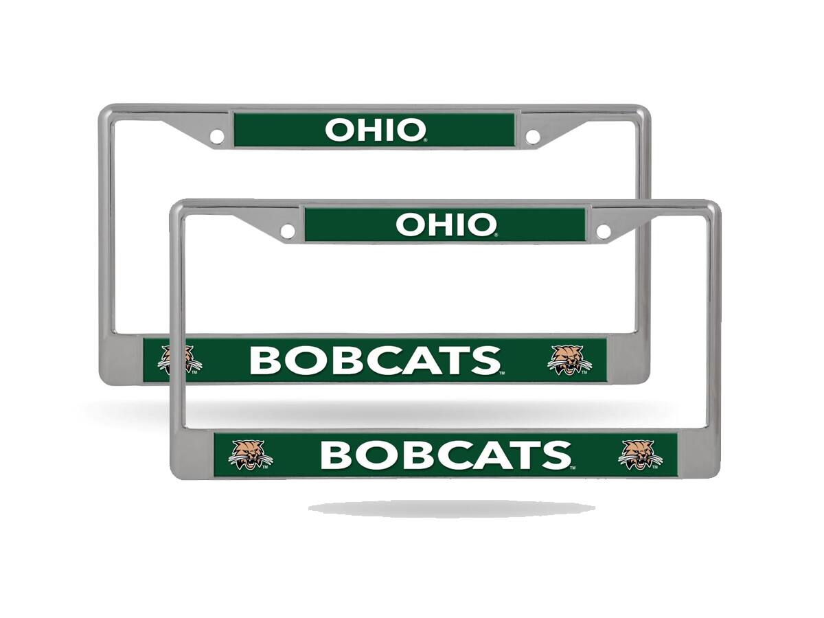 Rico Industries - Ohio Bobcats (Set of 2) Lightweight Chrome Metal License Plate Frames - Multi