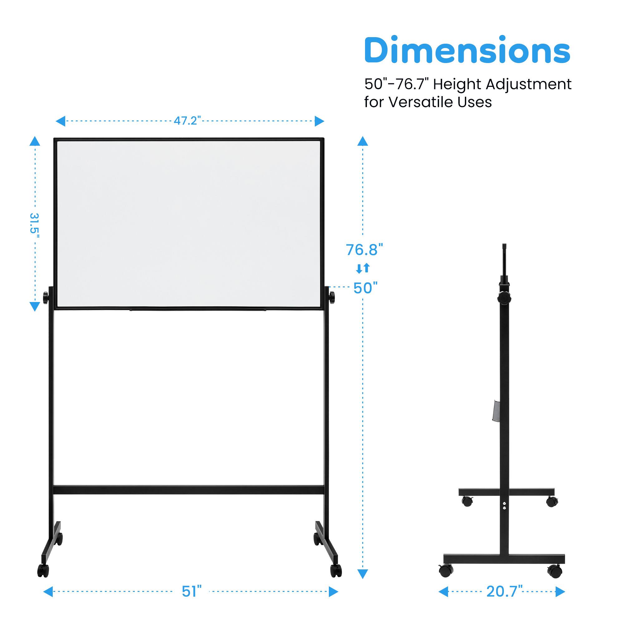 47.2" Dimensions 50"-76.7" Height Adjustment for Versatile Uses 31.5" 76.8" 50" 51" 20.7"