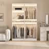 Aheaplus - 50'' Closet Organizer System, Set of 2, Walk-in Closet Storage & Organizer with 4 Hanging Rods and Adjustable Shelves - White
