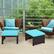 Alt View 4. Costway - 2PCS Patio Rattan Ottoman Cushioned Seat Foot Rest Furniture - Turquoise + Mix brown.