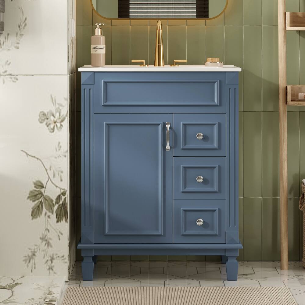 Left. Loheer - Loheer 24 inch bathroom vanity with sink Blue Small Bathroom Vanity Solid Wood Frame - Blue.