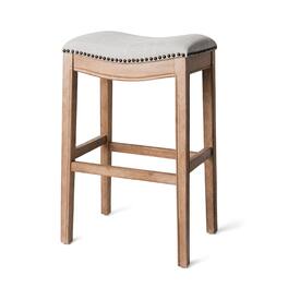 Maven Lane - 31" Adrien Saddle Bar Stool In Finish With Fabric Upholstery - Weathered Oak