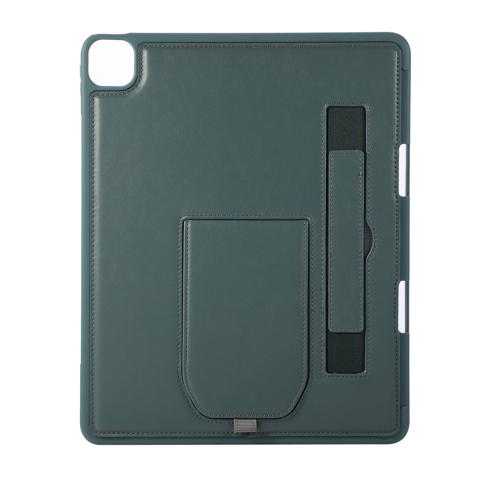 Alt View 6. Dteck - Shockproof Case for Apple iPad Air (M4) 13" 2026 with Hand Strap and Foldable Kickstand, PU Leather TPU Protective Cover - Darkgreen.