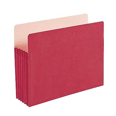 Alt View 3. Smead -  File Pocket, Straight-Cut Tab, 5 1/4" Expansion, Letter Size, Red, Each  - Red.