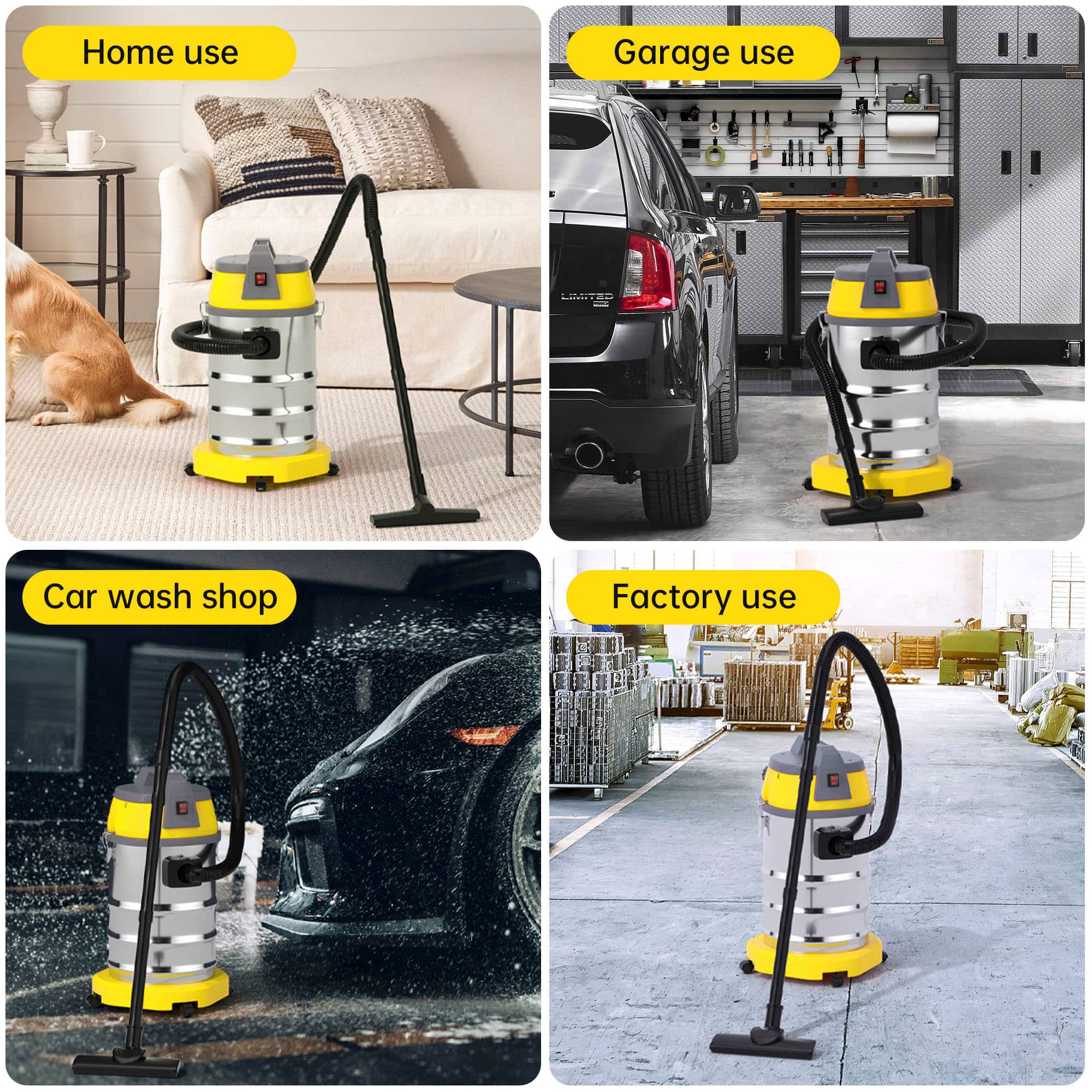 Topteng ​​8HP 3200W 2 in 1 Wet/Dry Vacuum 10Gal Stainless Tank