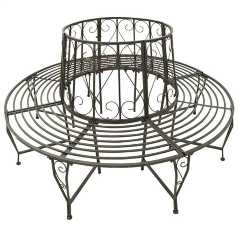 Angle. Hivvago - Roundabout Circular Outdoor Garden Tree Bench in Heavy Duty Steel - Grey.