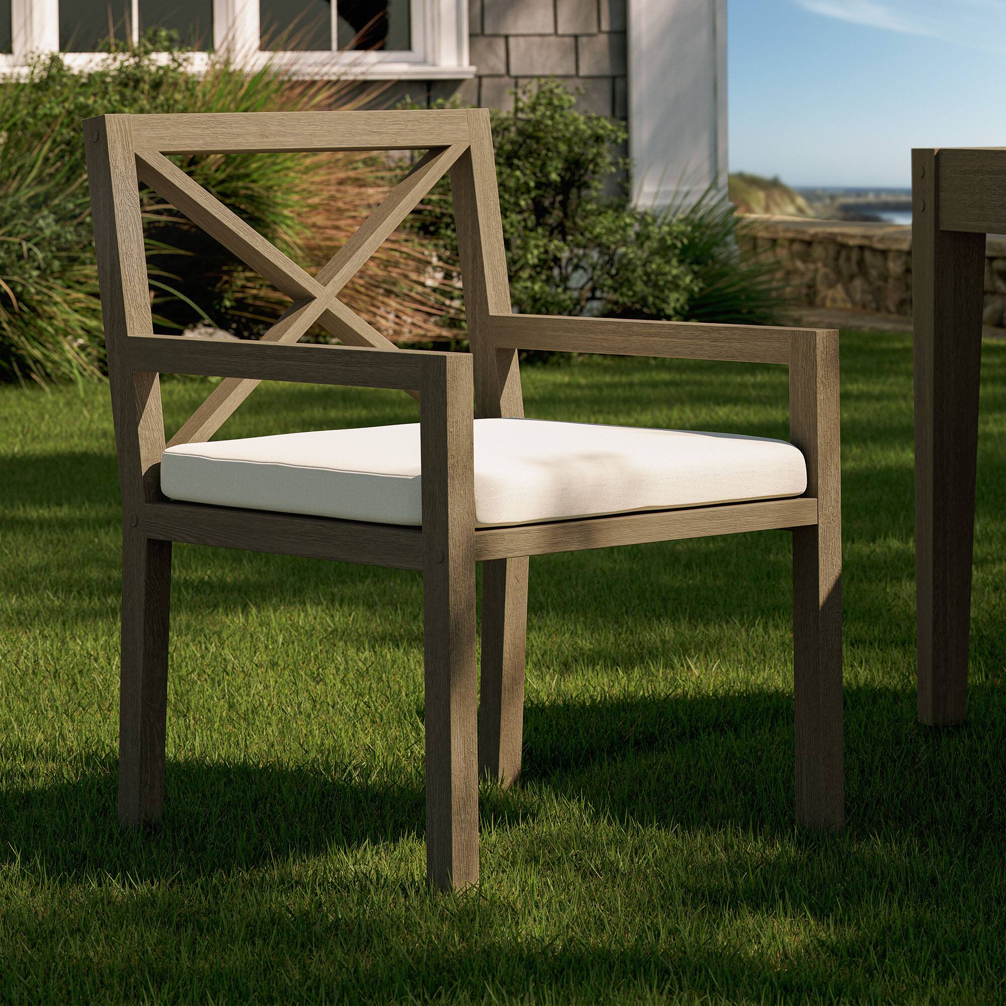 Front. Modway - Northlake Outdoor Patio Teak Dining Armchair by Modway - Weathered Gray.