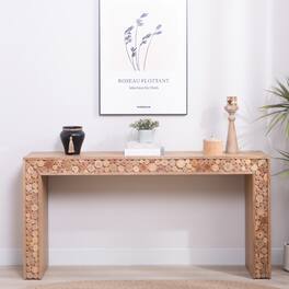 GOODSILO - Rustic Wood Console Table with Log Accents – Slim Entryway Sofa Table for Modern Farmhouse Decor - Natural