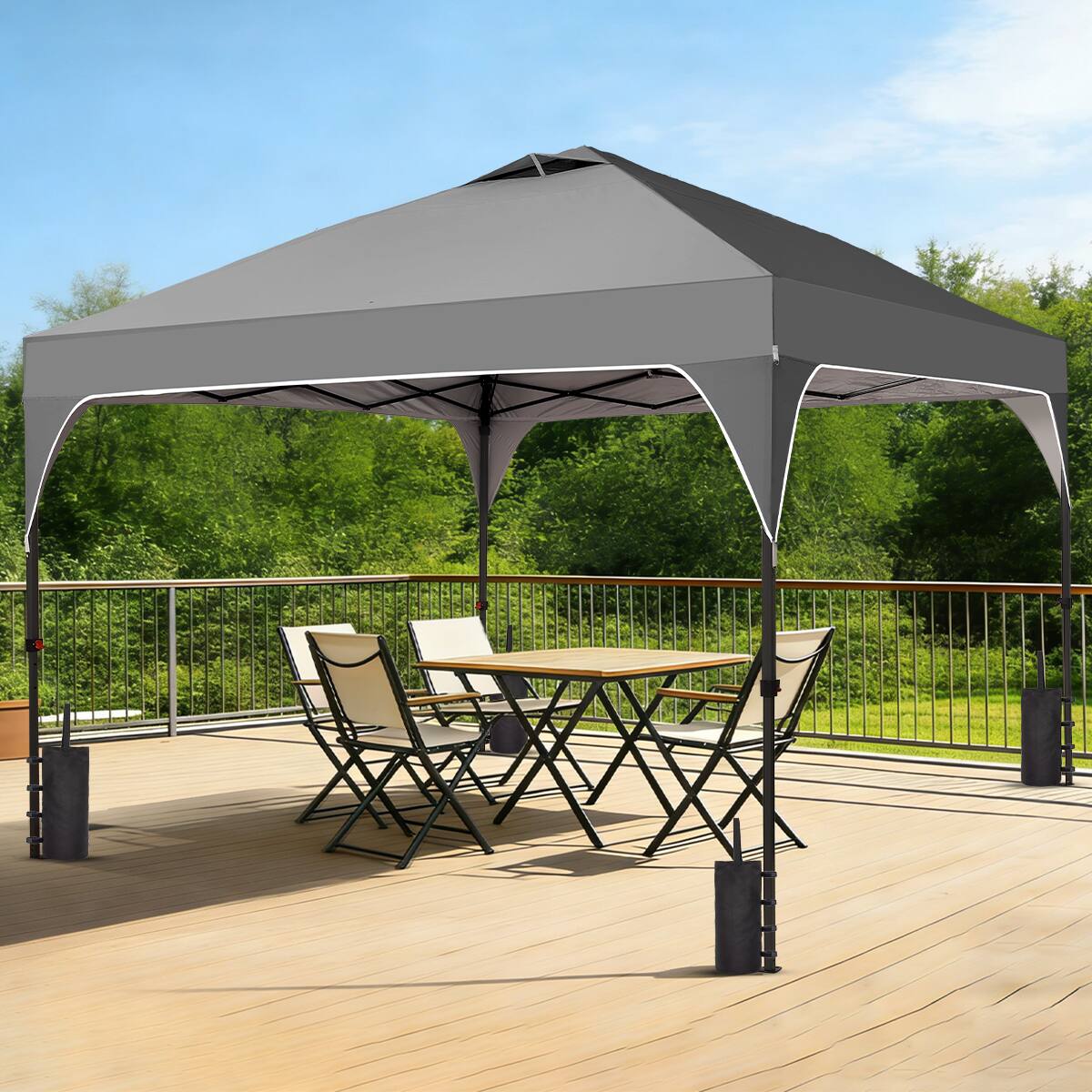 Alt View 1. Ainfox - Ainfox 10x10 FT Pop up Canopy Tent Portable with One Push Setup, Carry Bag,4 Sand Bags,Easy Setup Outdoor - Gray.