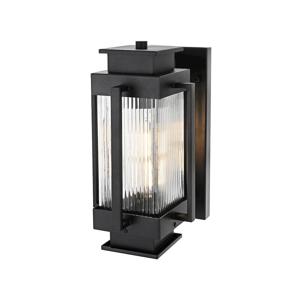 Angle. Elegant Lighting - Harlan 7 inch Outdoor Pendant in Black - Black.