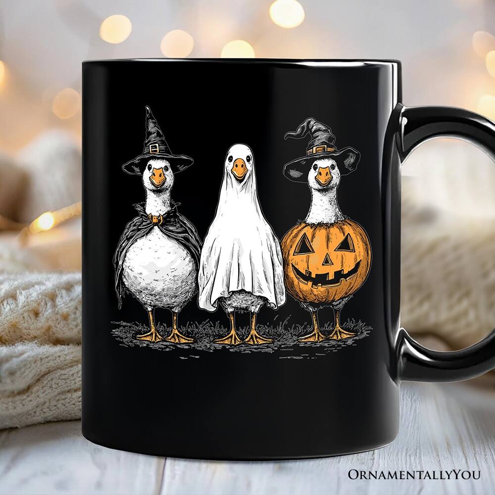 Back. OrnamentallyYou - Haunting Honkers Goose Mug, Funny Halloween Costumes Gift - Black.