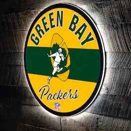 Evergreen Enterprises - Green Bay Packers 23" LED Retro Logo Round Wall Sign - Multicolor